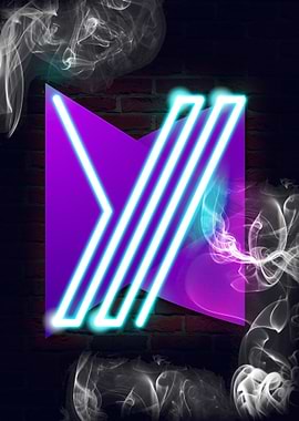 Neon Sign Alphabet Y