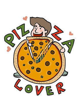 Pizza lover man catoon