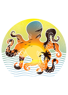 Octopus waves sunset