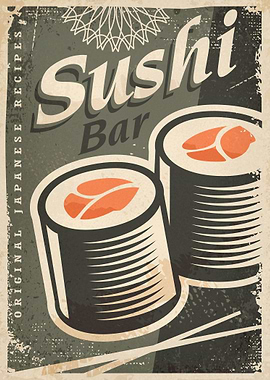 Sushi Bar Vintage Poster