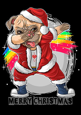 Funny Santa Claus Pug Dog