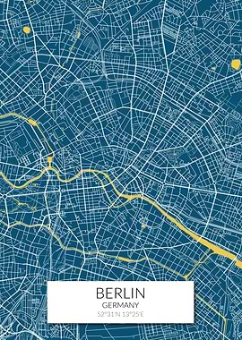 Berlin Map Blue White