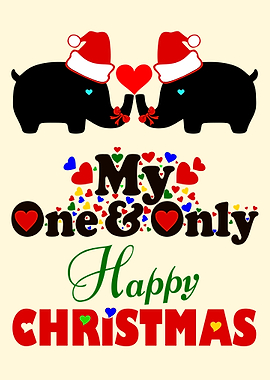 Elephant Couple Happy XMas