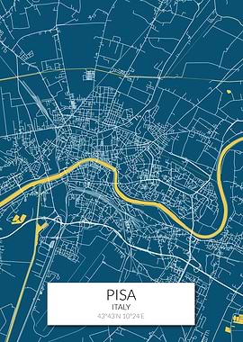 Pisa Map Blue White