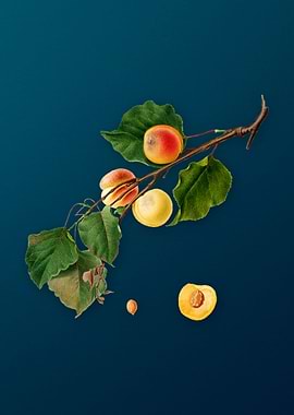 Vintage Peach Fruit Poster