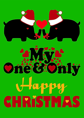 Elephant Couple Happy XMas