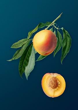 Vintage Peach Fruit Poster