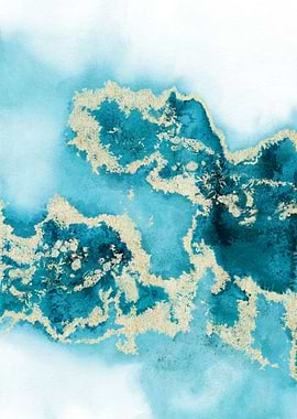 Blue Gold Abstract 03