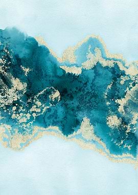 Blue Gold Abstract 06