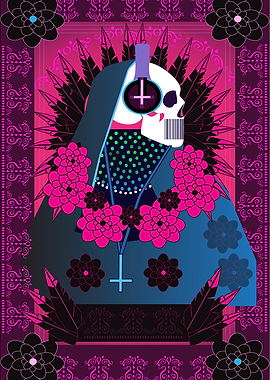 Death skull with headphone