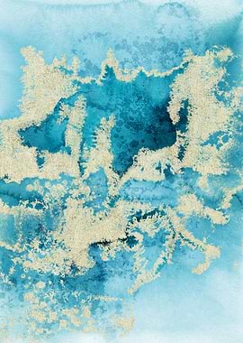 Blue Gold Abstract 04