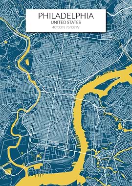 Philadelphia Map Blue
