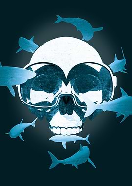 shark diving skull