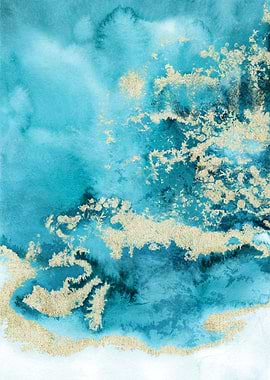 Blue Gold Abstract 07