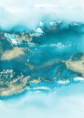 Blue Gold Abstract 02