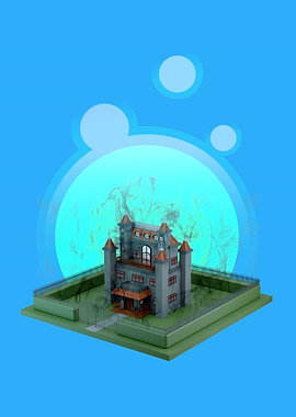 Lowpoly protected castle