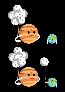 Planets Cute Funny Moon As
