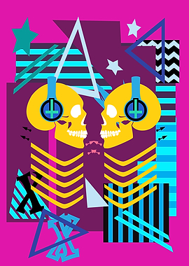 Fun colorful skulls with h