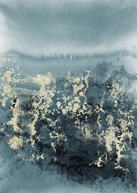 Deep Blue Gold Abstract 09