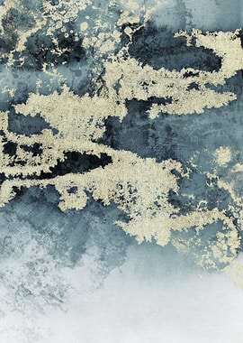 Deep Blue Gold Abstract 10