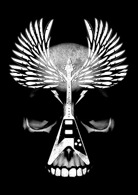 Winged Guitar and Skull