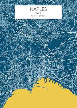 Naples Map Blue Yellow