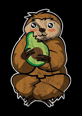 Sloth Eating Avocado Vegan
