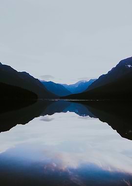Mountains at lake reflect