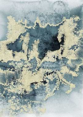 Deep Blue Gold Abstract 04