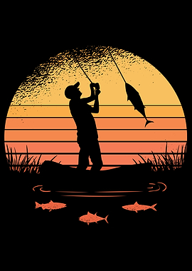 Retro Sunset Fisher Lake