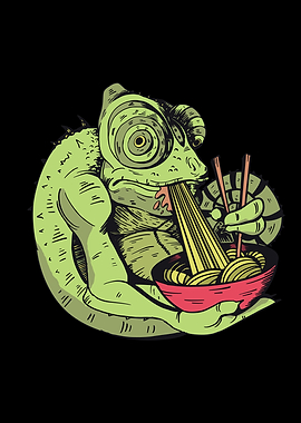 Chamaleon eating Ramen