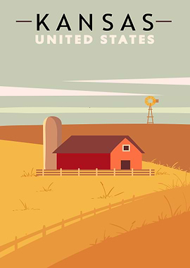 Kansas retro poster