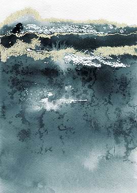 Deep Blue Gold Abstract 14