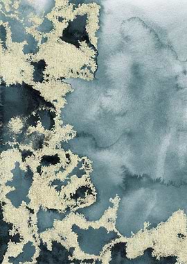 Deep Blue Gold Abstract 12