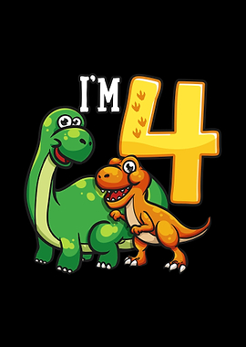 4th Birthday Dinosaurs 4 Y