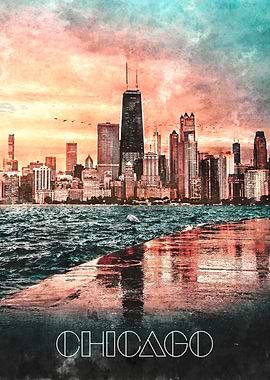 Watercolor Chicago Night