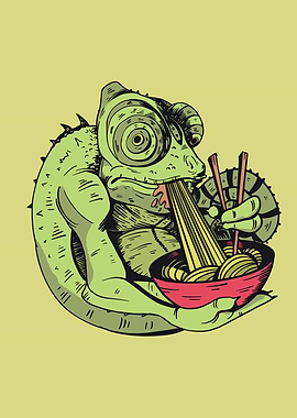 CHAMELEON EATING RAMEN