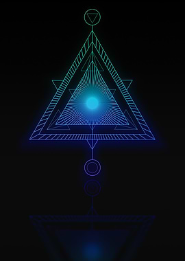 Neon Blue Geometric Glyph