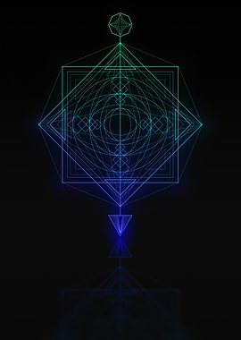 Neon Blue Geometric Glyph
