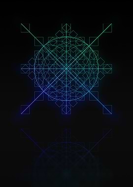 Neon Blue Geometric Glyph