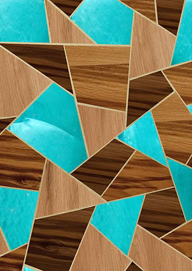 Wood Turquoise Stone Geo 1