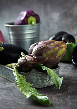 eggplant and peppers