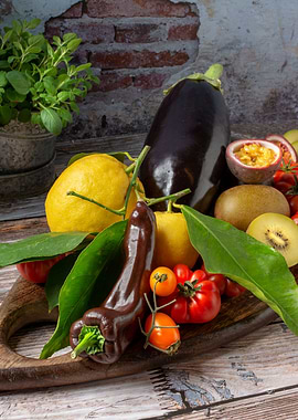 vegetables and lemons