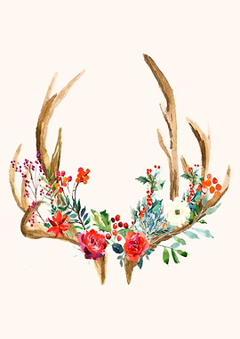 Watercolor Flowering Horns