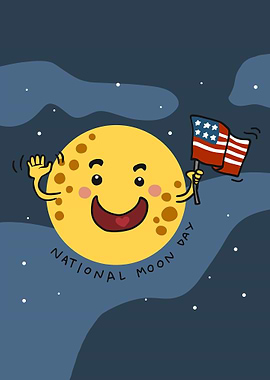 National moon day cartoon