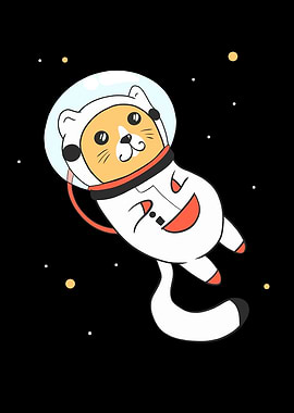 Space Cat Kawaii Astronaut