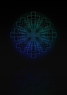 Neon Geometric Glyph Sign