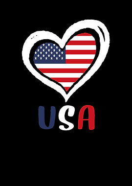 US Flag Heart Love