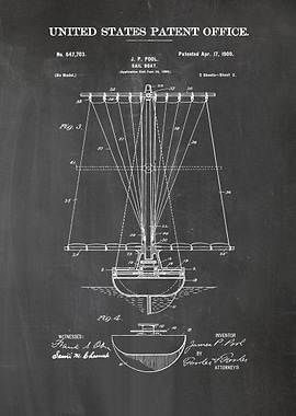 9 Sail Boat Patent Print