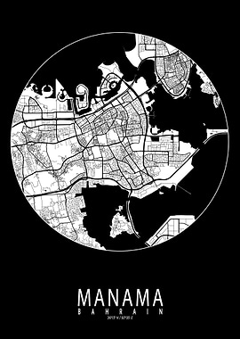Manama City Map Full Moon